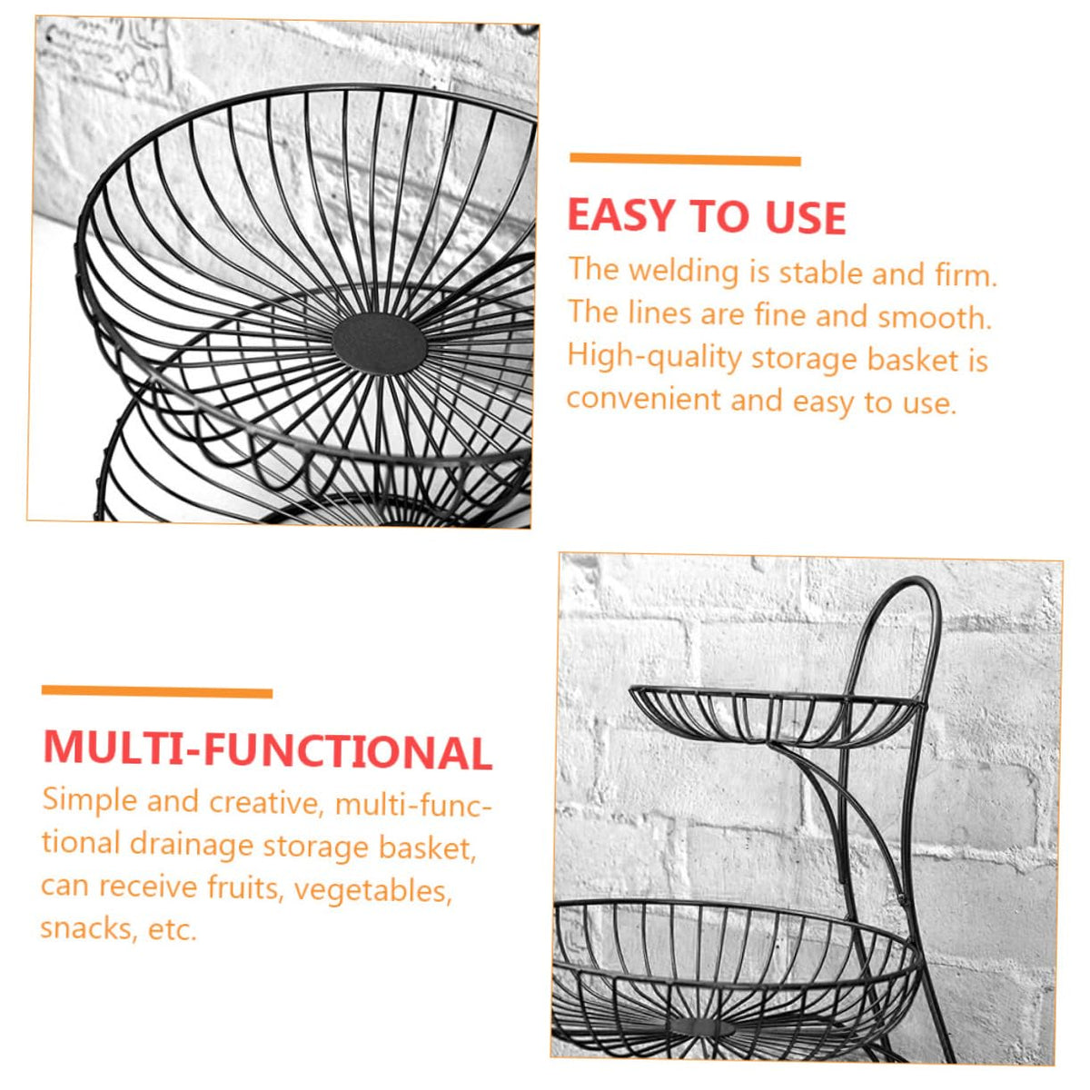 Black 3-Tier Iron Fruit Basket L1626