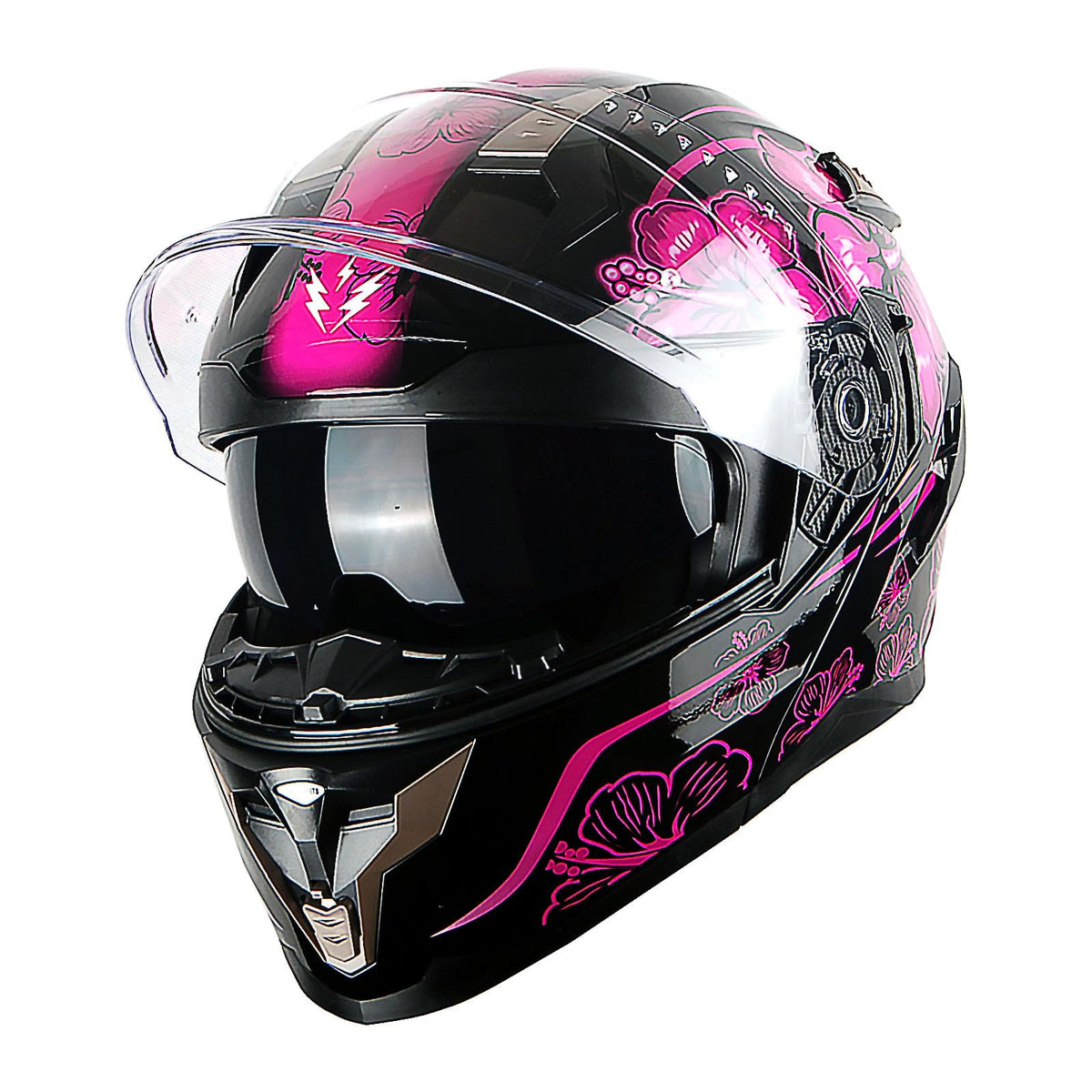 Motorcycle Modular Full Face Helmet DOT Adults Flip up Dual Visor T38189