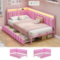 Pink Twin Size Corner Bed Frame with Storage Drawers A153