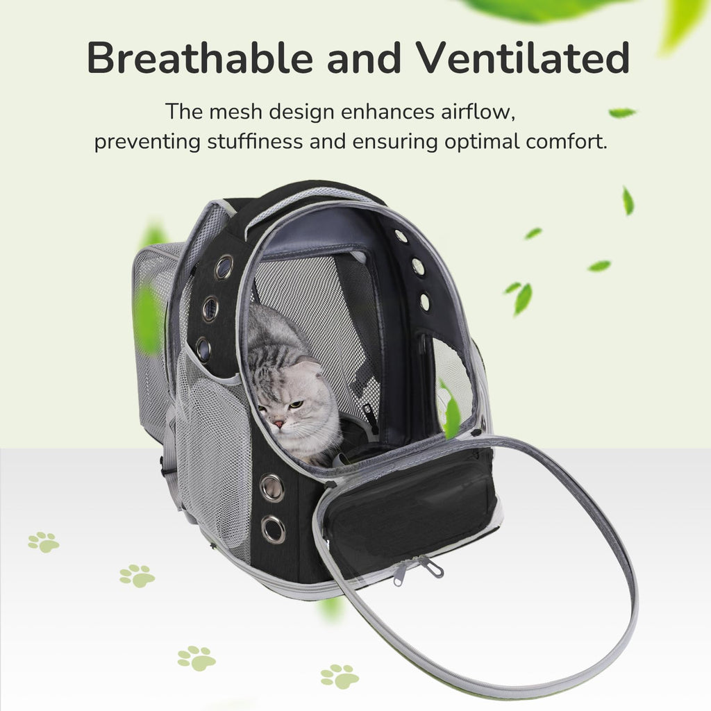 Black Expandable Cat Backpack Carrier B696