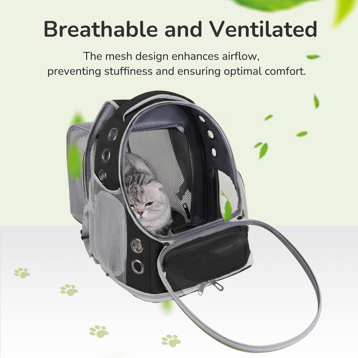 Black Expandable Cat Backpack Carrier B696