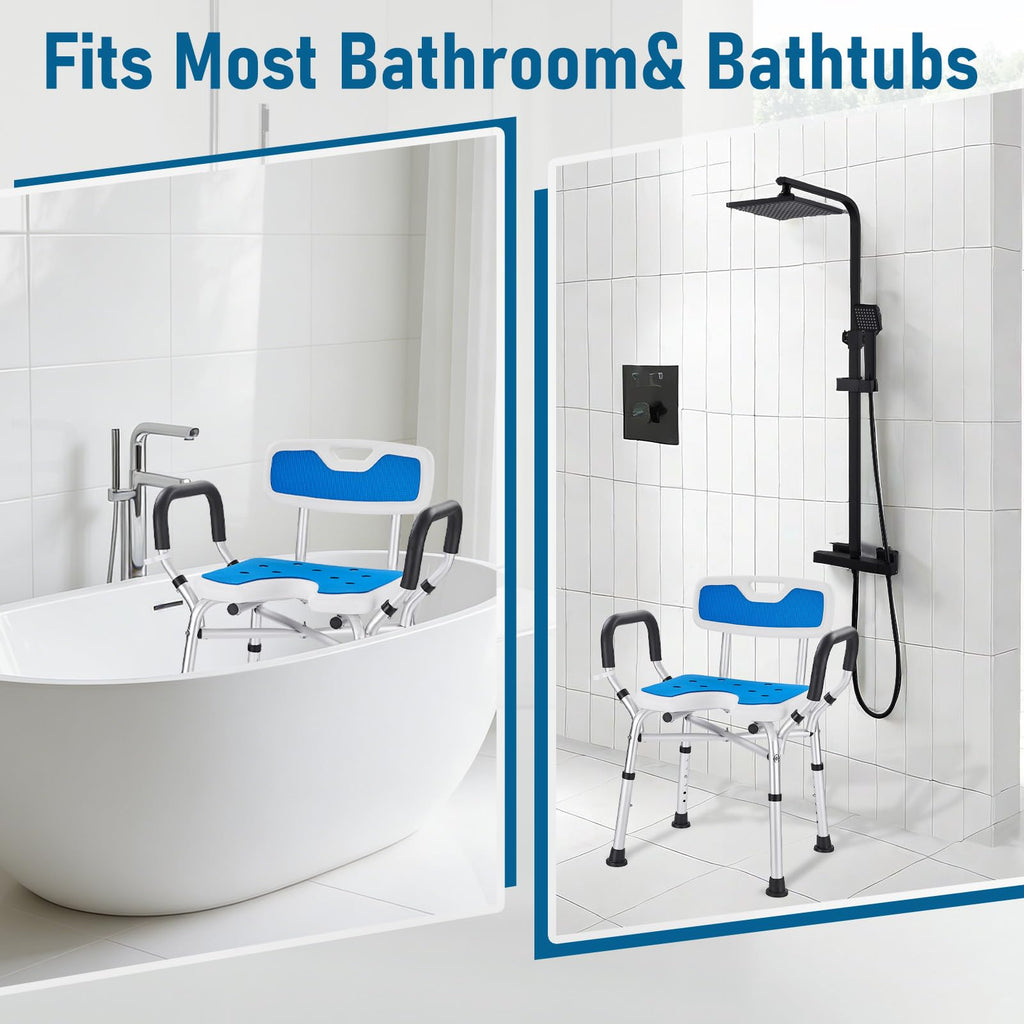 Shower Chair with Arms and Back, U-Shaped Seat U995394