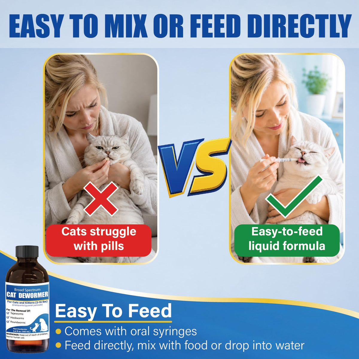 Cat Dewormer Liquid 100 mL with Oral Syringe L205