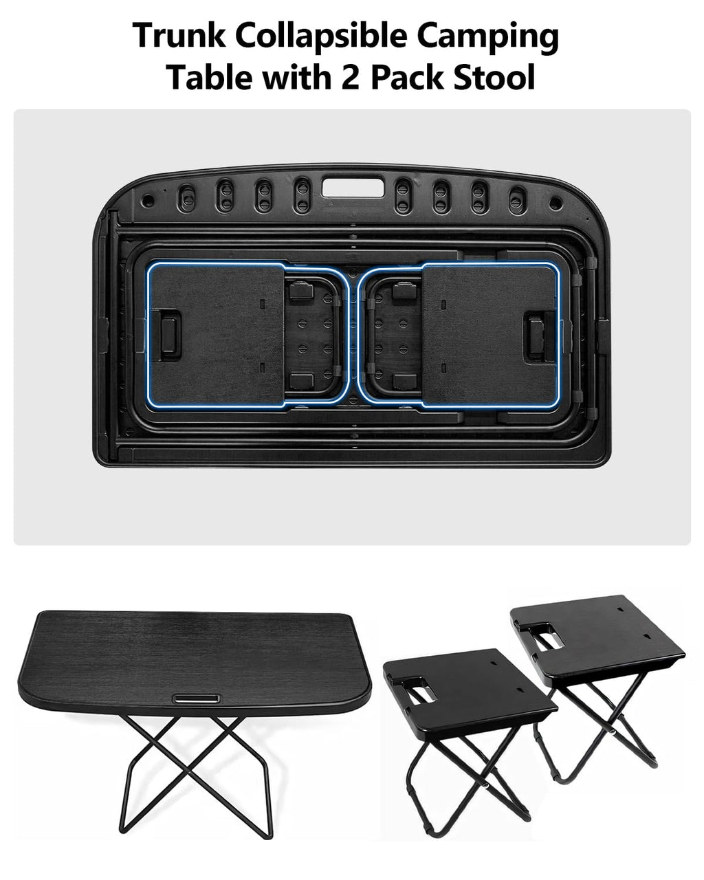 Portable Folding Camping Table with 2 Pack Chair A738596