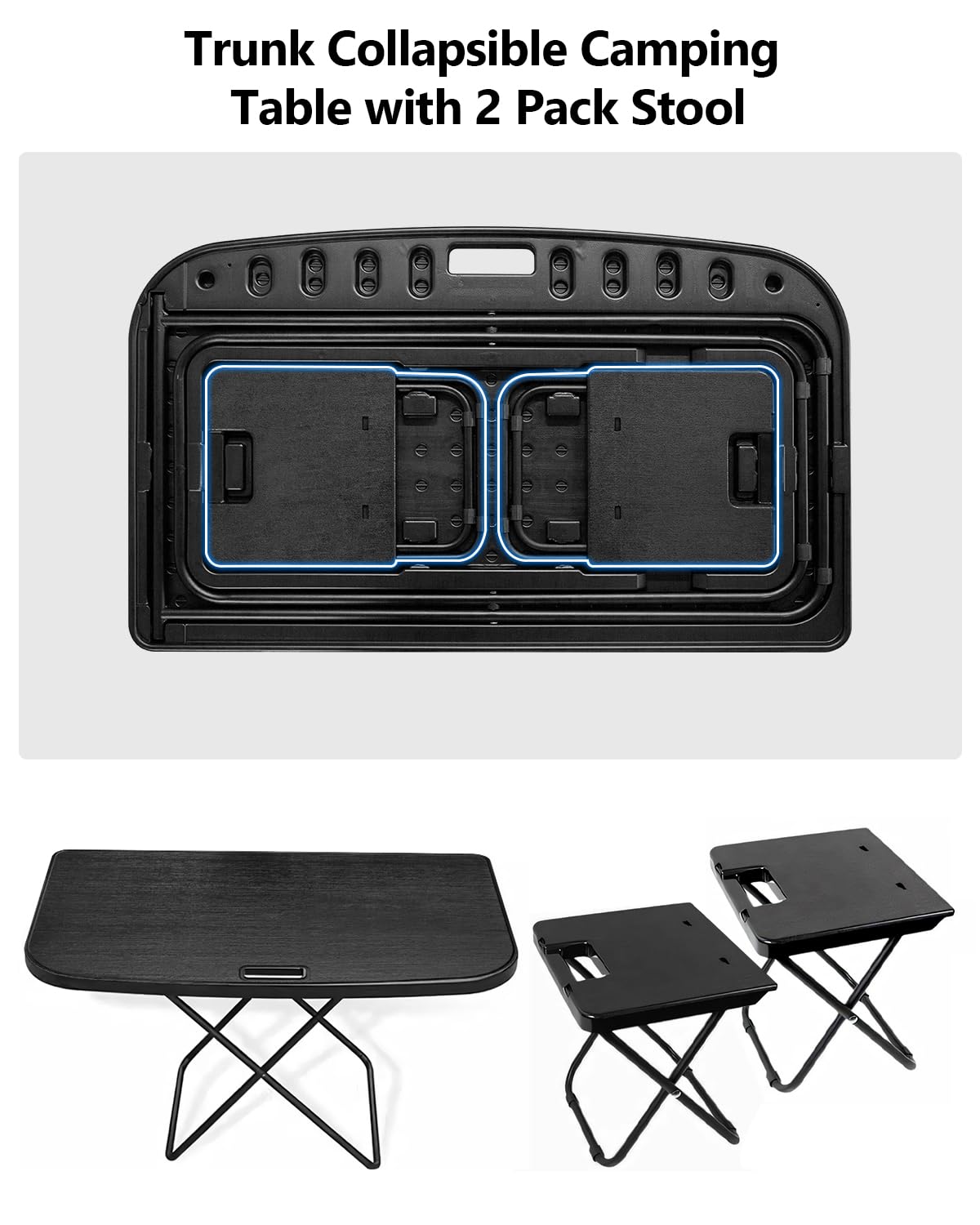 Portable Folding Camping Table with 2 Pack Chair A738596