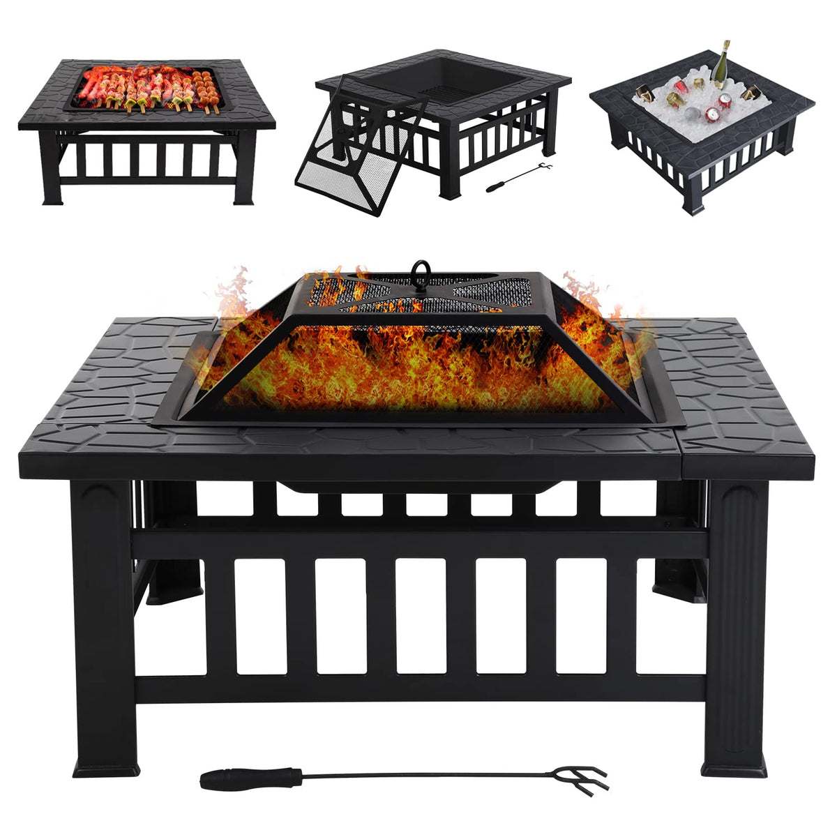 32 in Square Smokeless Fire Pit Table Q694596