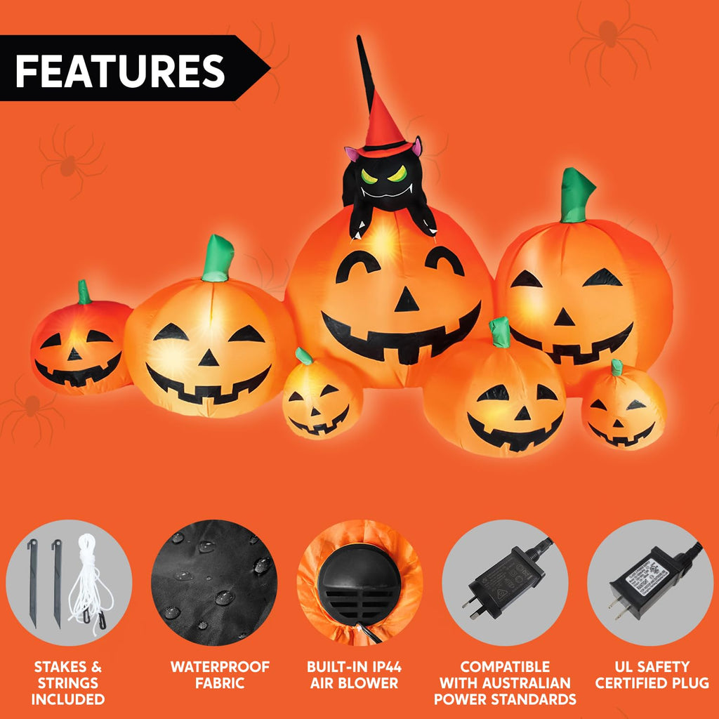7 FT Long Halloween Inflatables Pumpkin Outdoor Decoration S43584