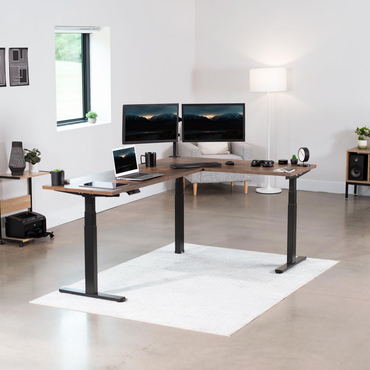 Black Electric Corner 3 Leg Standing Desk Frame H228