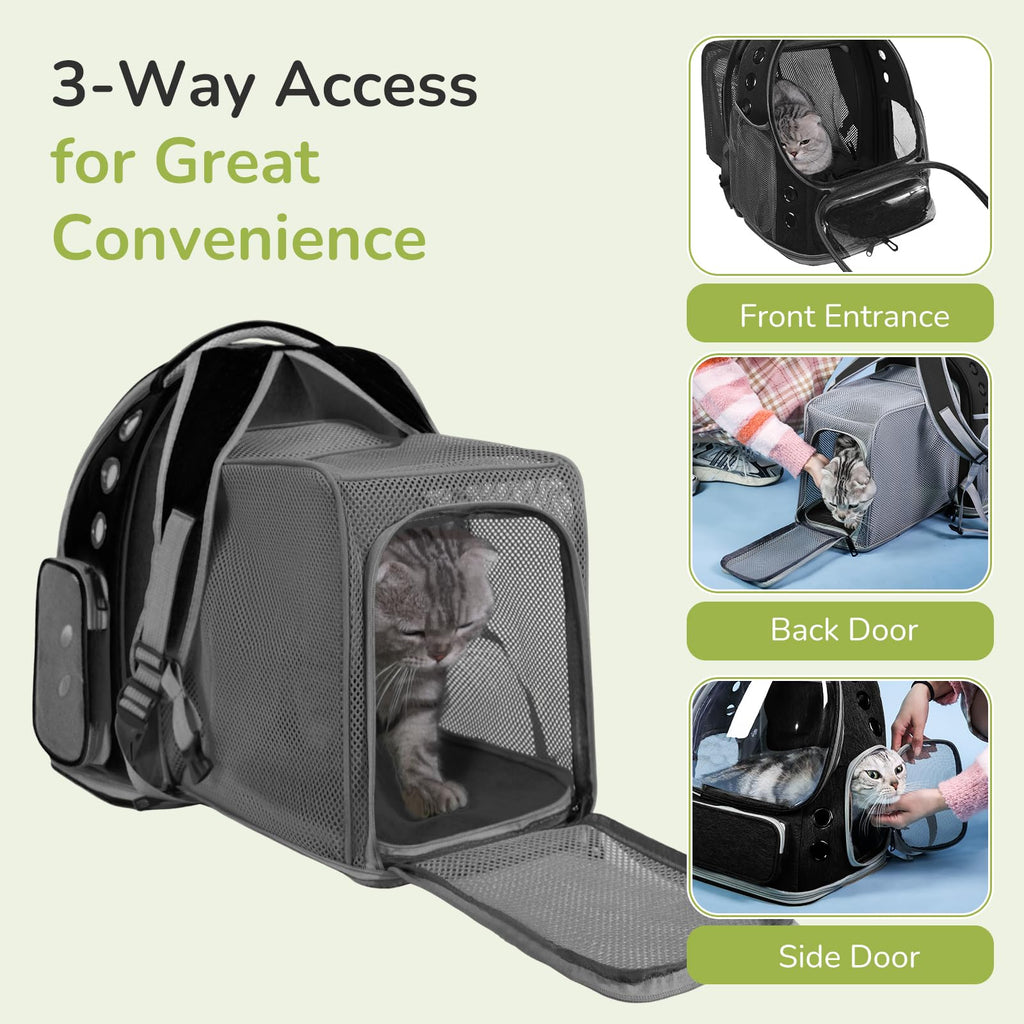 Black Expandable Cat Backpack Carrier B696