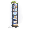Black 7-Tier Narrow Bookshelf with LED Lights B707973