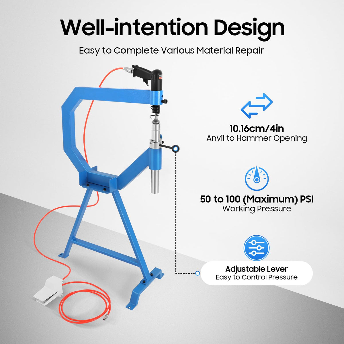 4" Pneumatic Planishing Hammer with Stand Pedal K66254