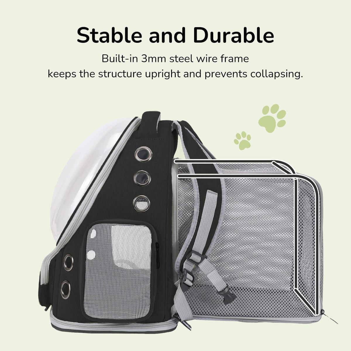 Black Expandable Cat Backpack Carrier B696