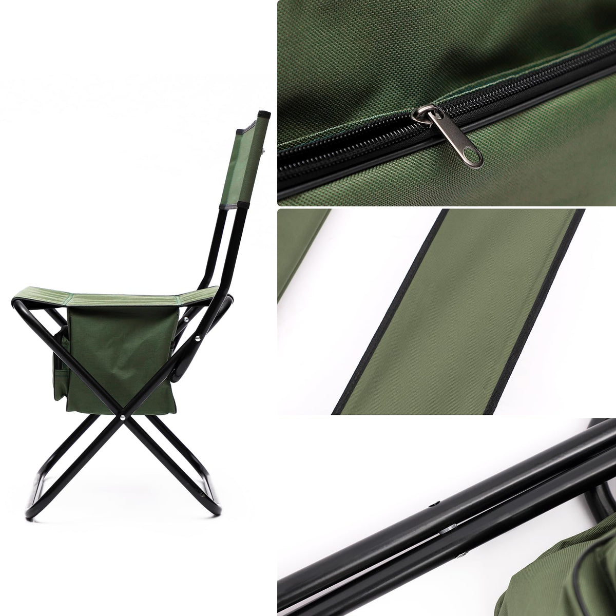 Folding Camping Chair with Storage Bag, 2 Pack, Green V186