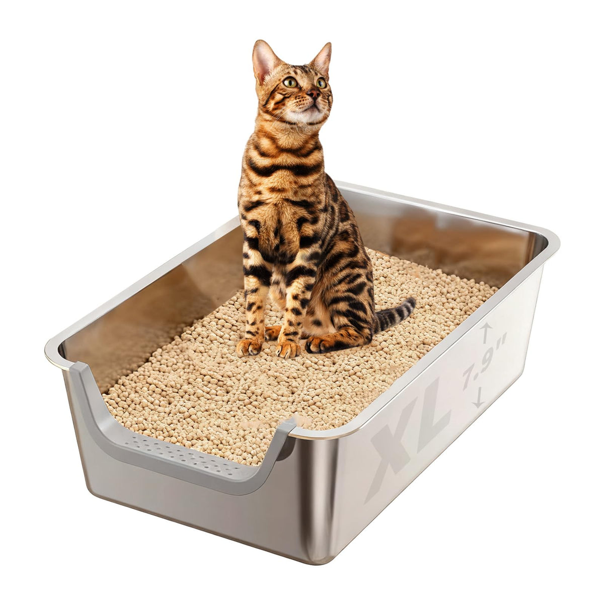 Stainless Steel Cat Litter Box with Low Entry L976455