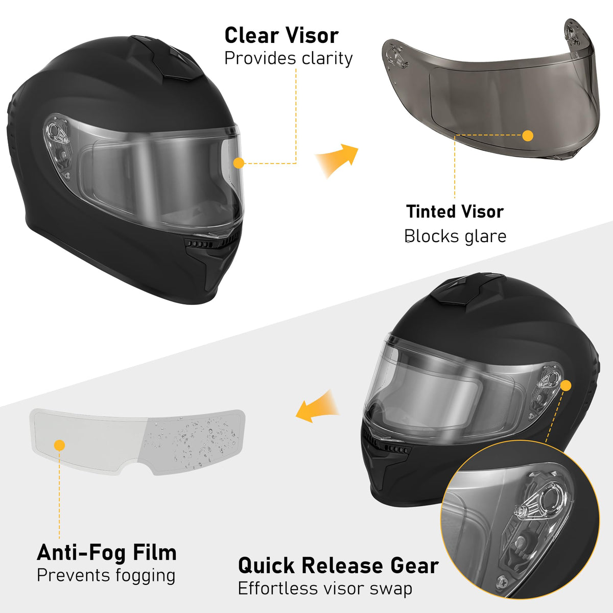 Full Face Motorcycle Helmet with Dual Visors Q5413