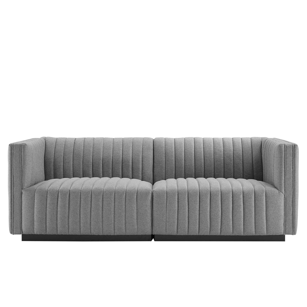 Black Light Gray Tufted Upholstered Loveseat J7187