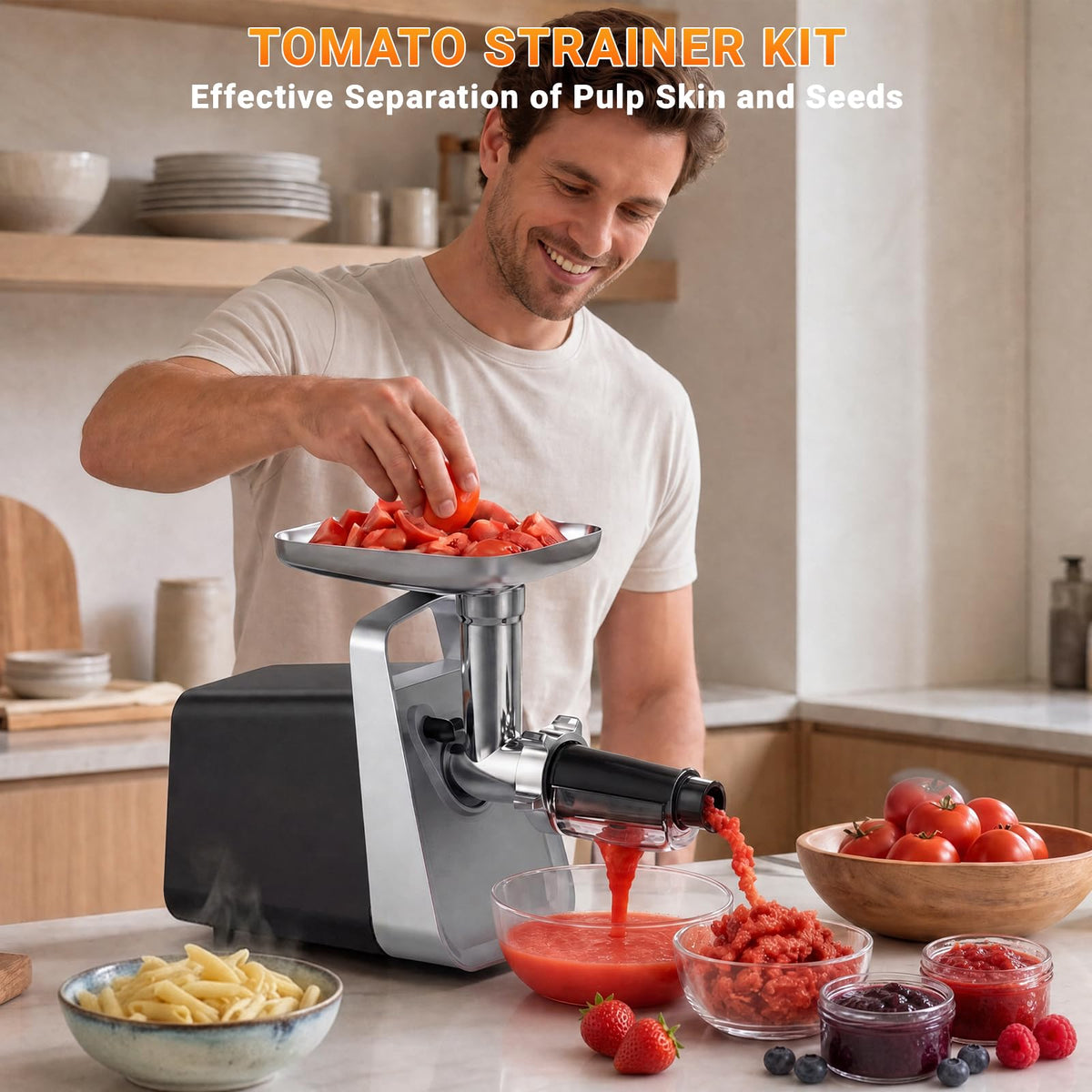 Electric Meat Grinder with Sausage Stuffer, 2 Blades, 3 Plates, 2800W V708334