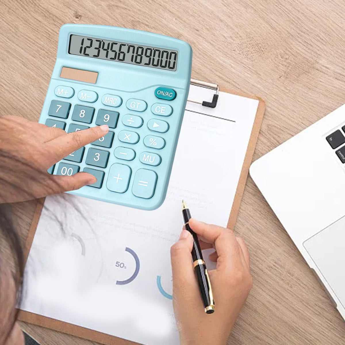 Big Buttons 12 Digits Large LCD Display Battery & Solar Powered Standard Function Calculator N9624