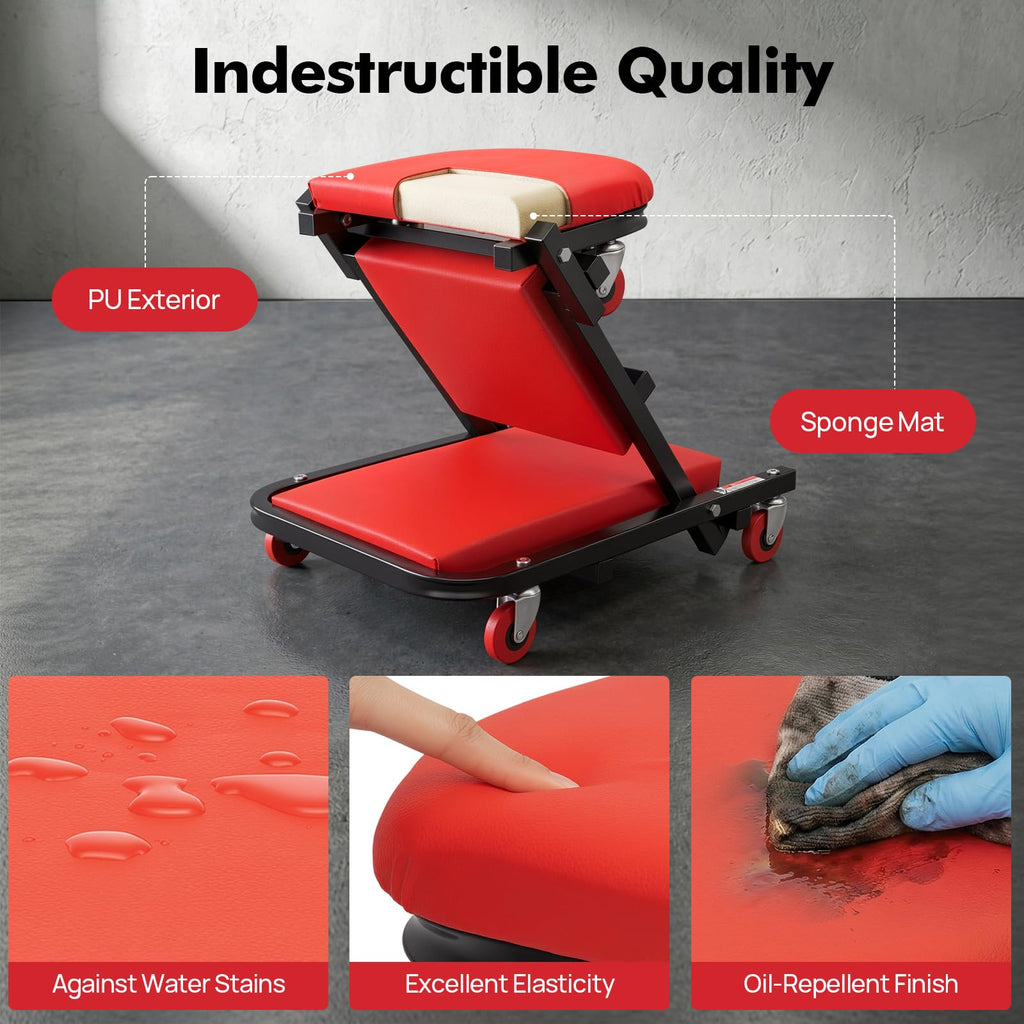 40" Foldable Rolling Creeper Seat 450lbs Y51057
