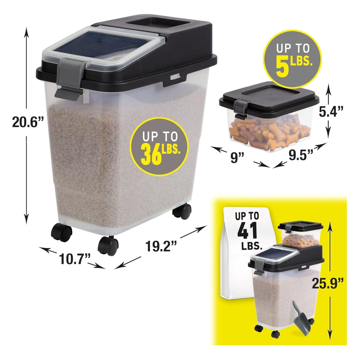 Airtight Dog Food Storage Container with Treat Container and Scoop R966253
