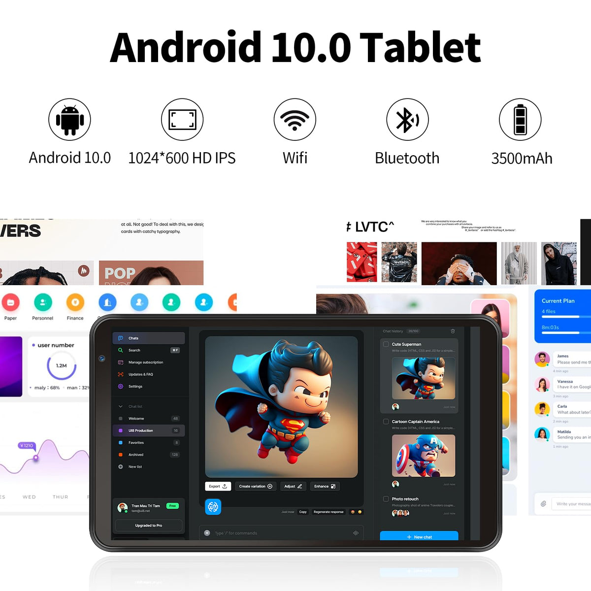 Android 7 inch Tablet 32GB ROM 2GB RAM HD Touchscreen Dual Camera E783