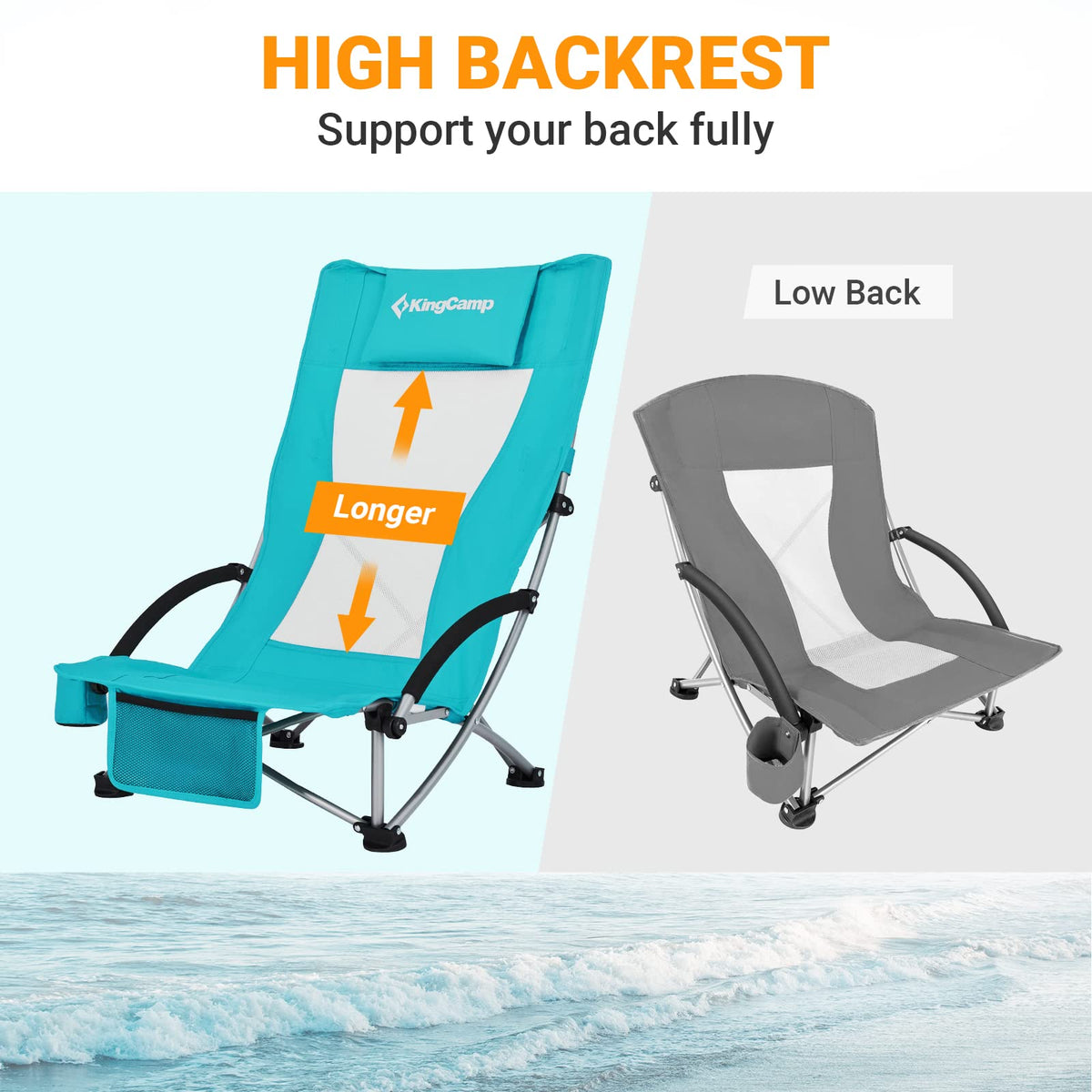 High Back Folding Beach Chair 2 Packs N91143