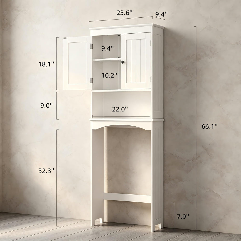 Over The Toilet Storage Cabinet with Open Shelf White R344