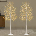 Set of 2 6 feet Lighted Birch Tree 160 LED Warm White J56028
