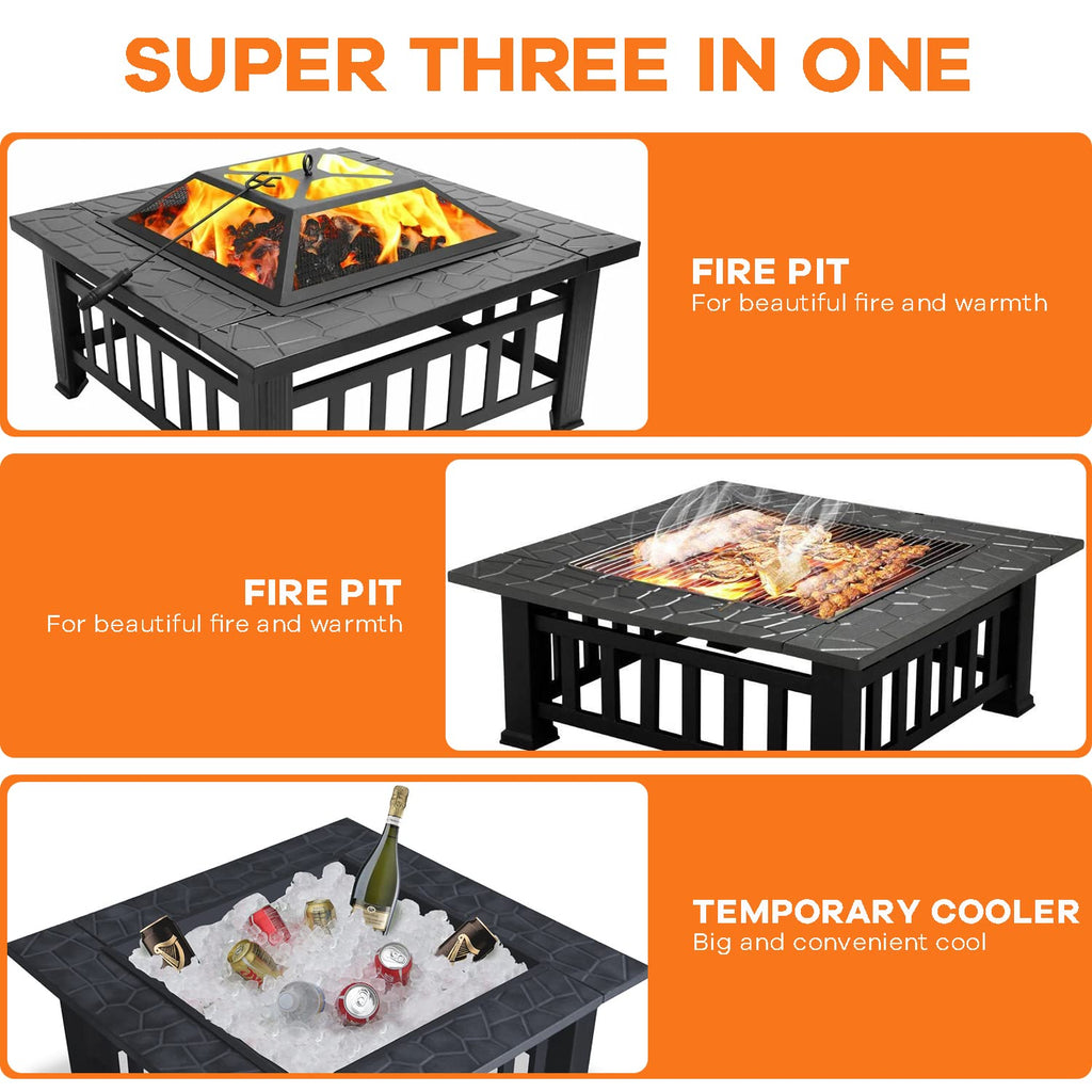 32 in Square Smokeless Fire Pit Table Q694596