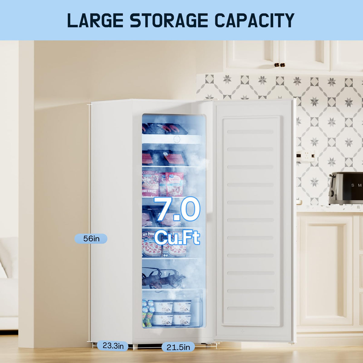 7.0 Cu.Ft Upright Freezer White U782