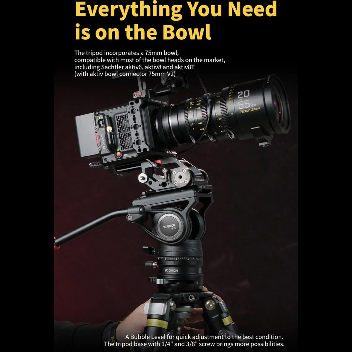 Carbon Fiber Tripod with 75mm Bowl Head and Fluid Head K33865