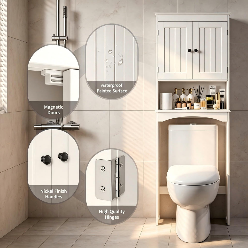 Over The Toilet Storage Cabinet with Open Shelf White R344