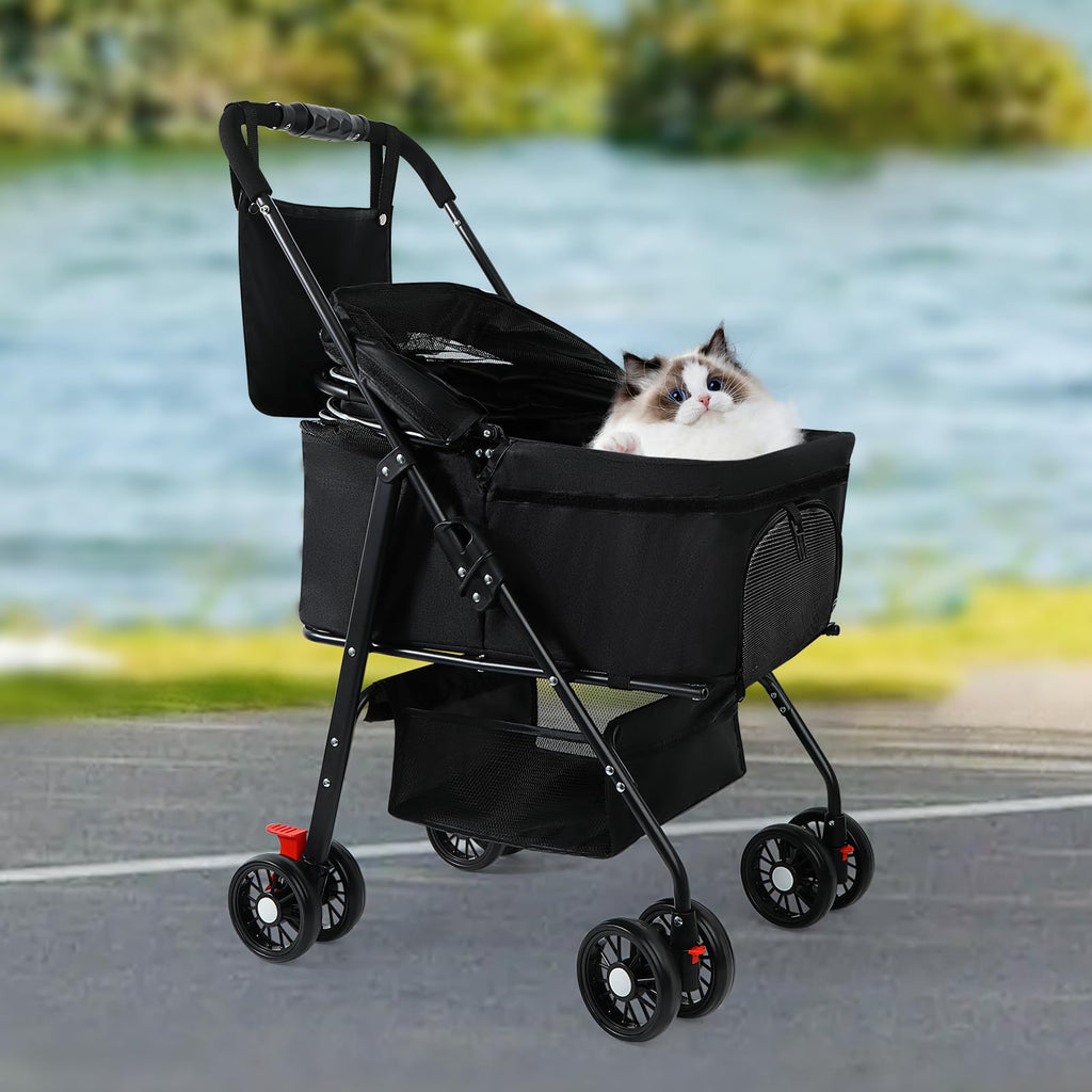 Foldable Pet Stroller with Removable Carrier and Storage Bag L717984