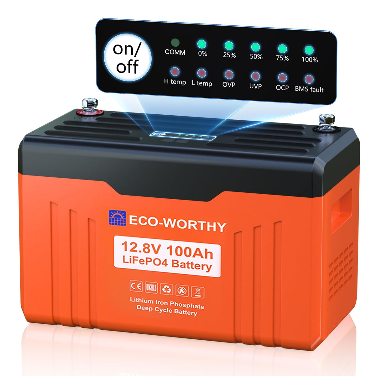 12V 100AH LiFePO4 Battery with SOC Display L44436