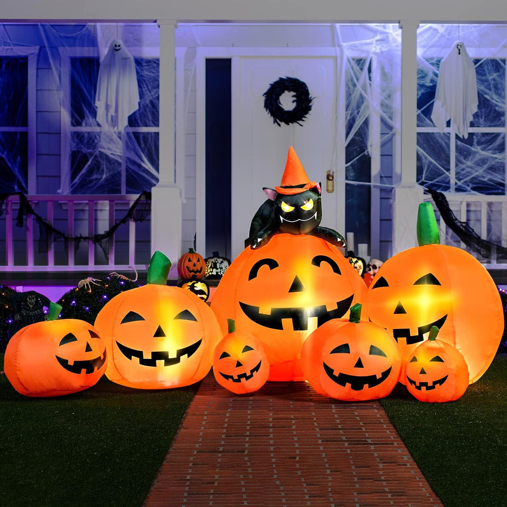 7 FT Long Halloween Inflatables Pumpkin Outdoor Decoration S43584