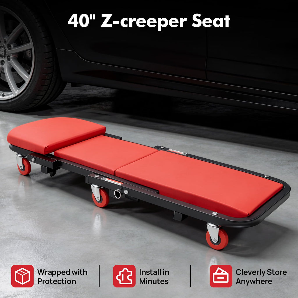 40" Foldable Rolling Creeper Seat 450lbs Y51057
