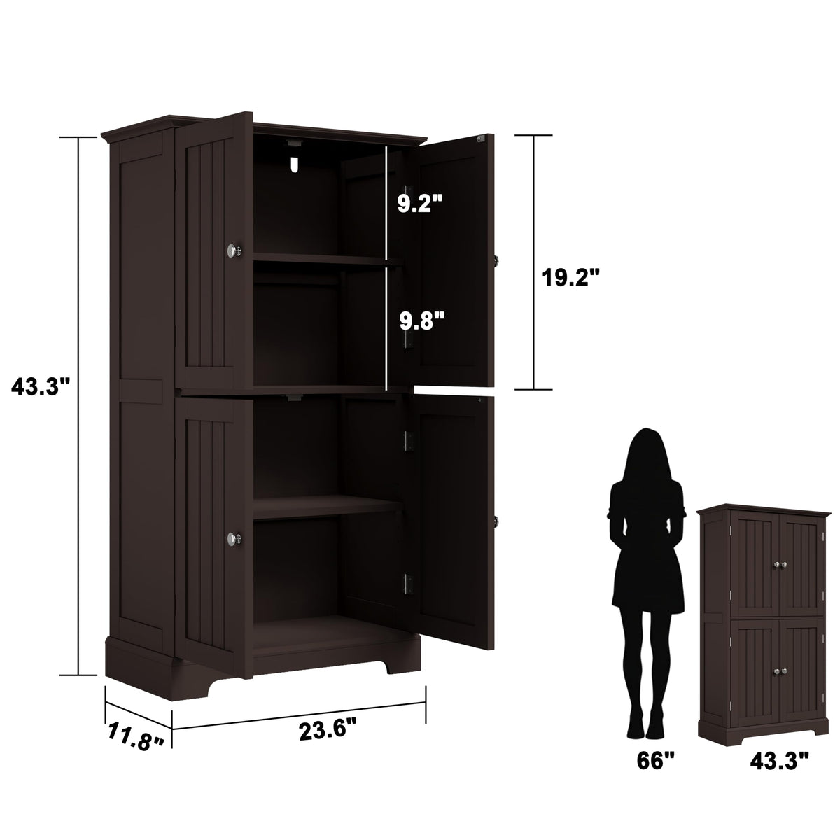 Bathroom Floor Cabinet with Adjustable Shelves C2419