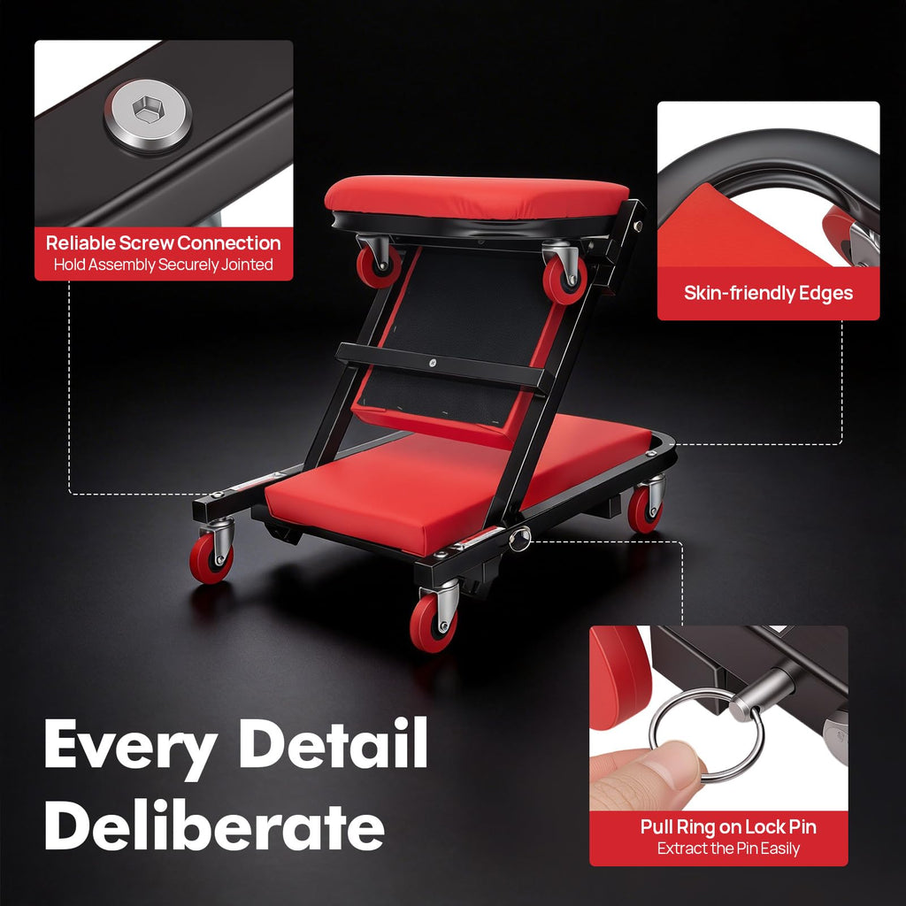 40" Foldable Rolling Creeper Seat 450lbs Y51057