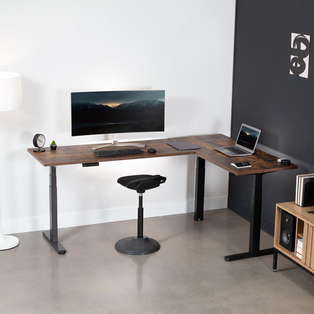 Black Electric Corner 3 Leg Standing Desk Frame H228