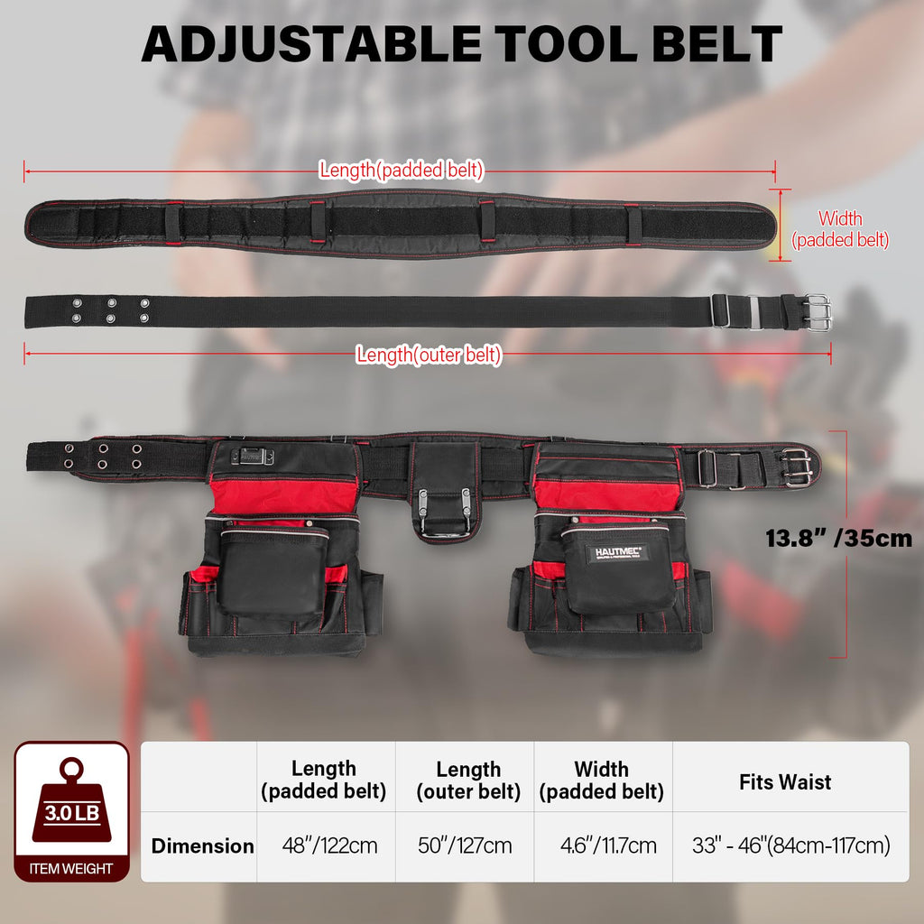 Heavy Duty 19-Pocket Tool Belt with Suspenders U151