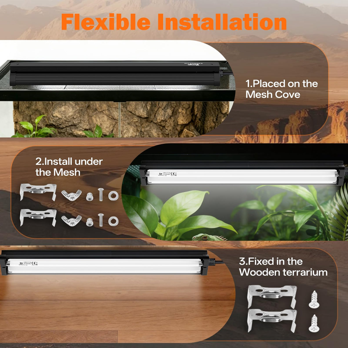 24W 22'' UVB Reptile Light Fixture Combo Kit W2465