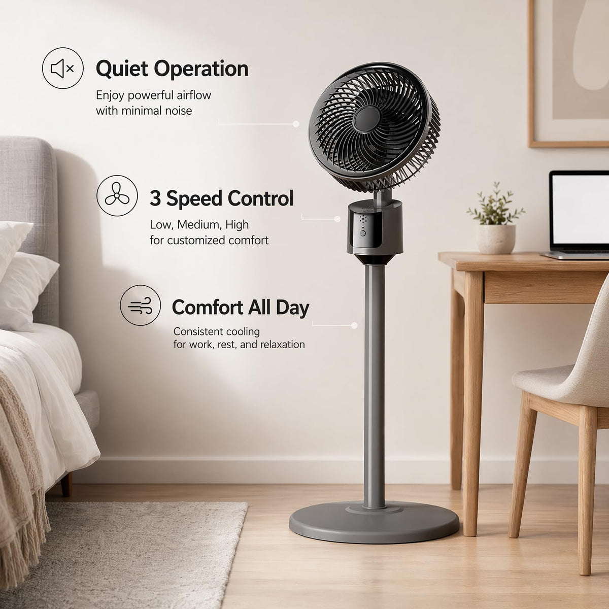 USB Powered Standing Floor Fan J9092