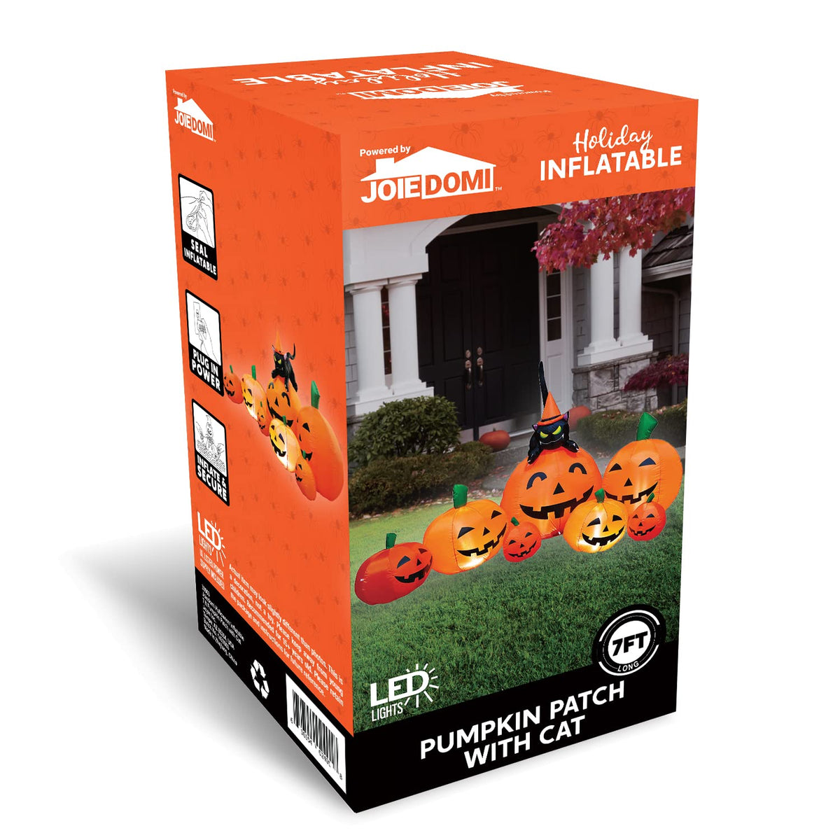 7 FT Long Halloween Inflatables Pumpkin Outdoor Decoration S43584