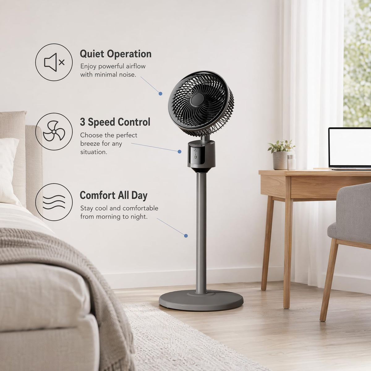 USB Powered Standing Floor Fan J9092