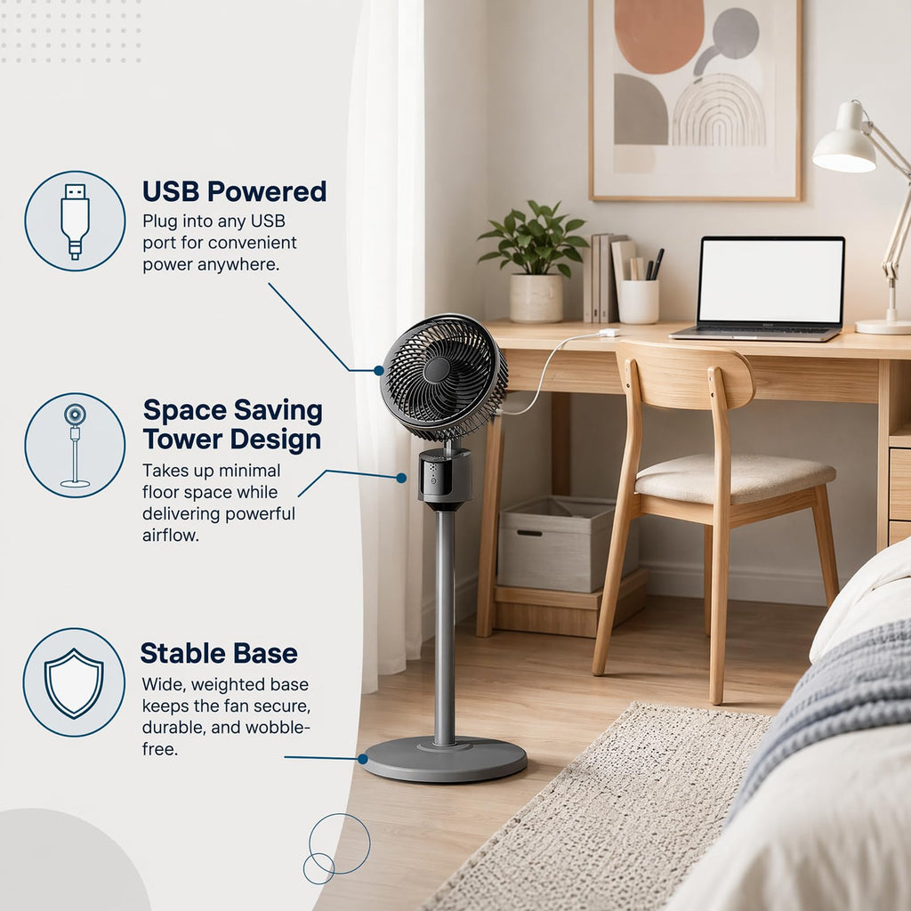 USB Powered Standing Floor Fan J9092