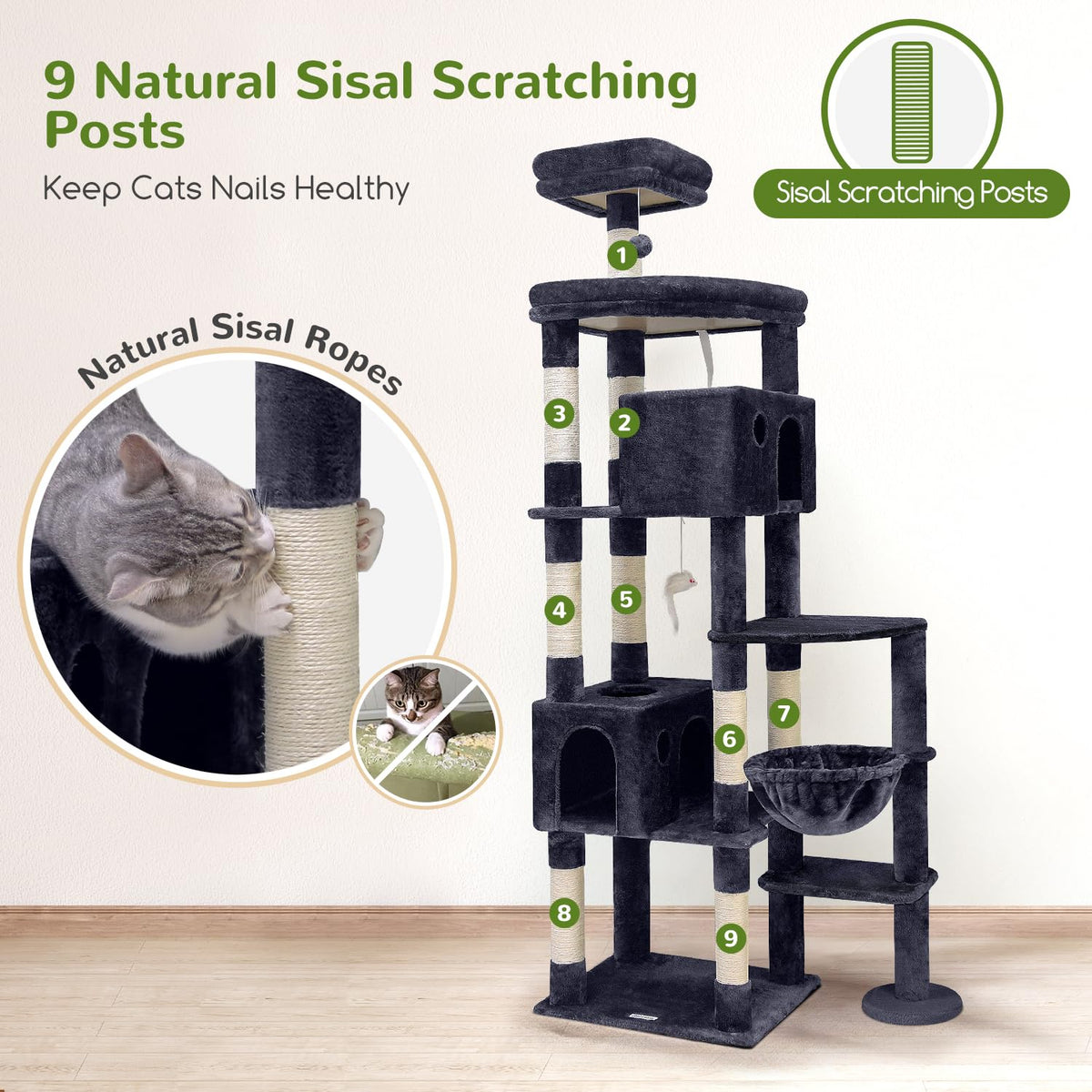 Dark Grey 83in Cat Tree G4443