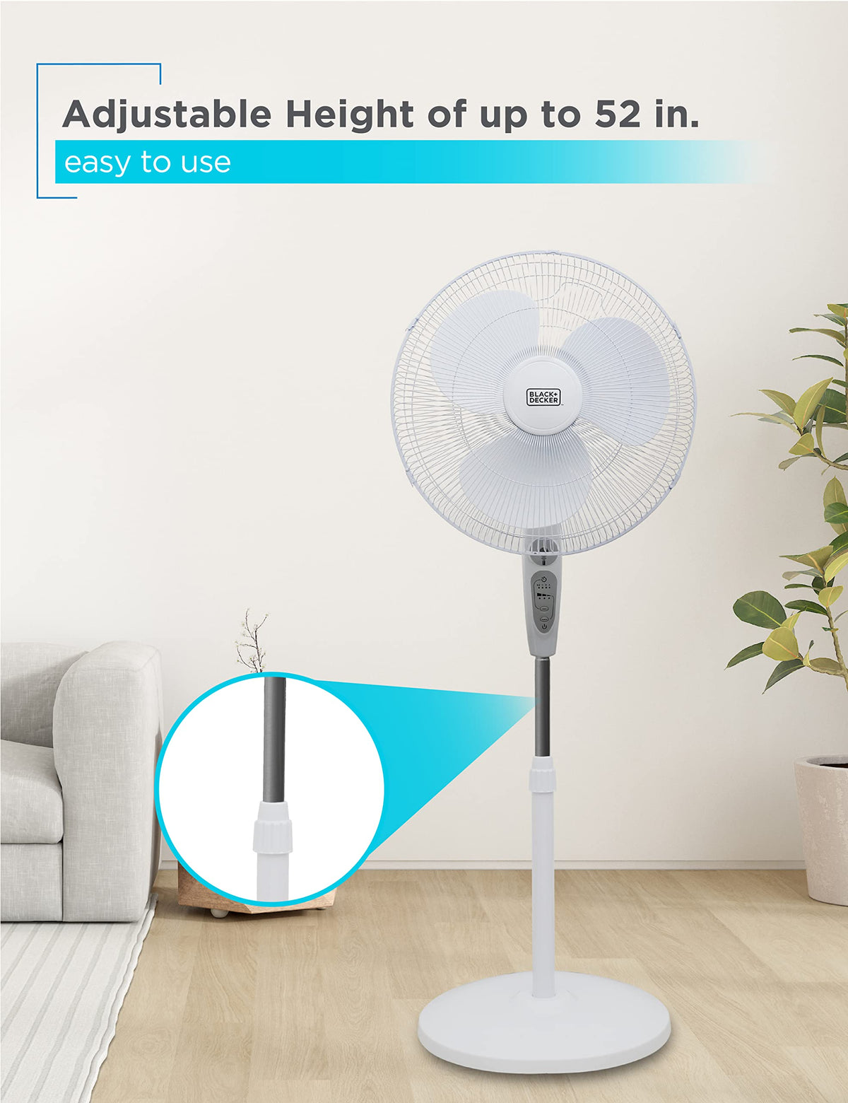 18-Inch Stand Fan with Remote and 3-Speed Settings, White S172