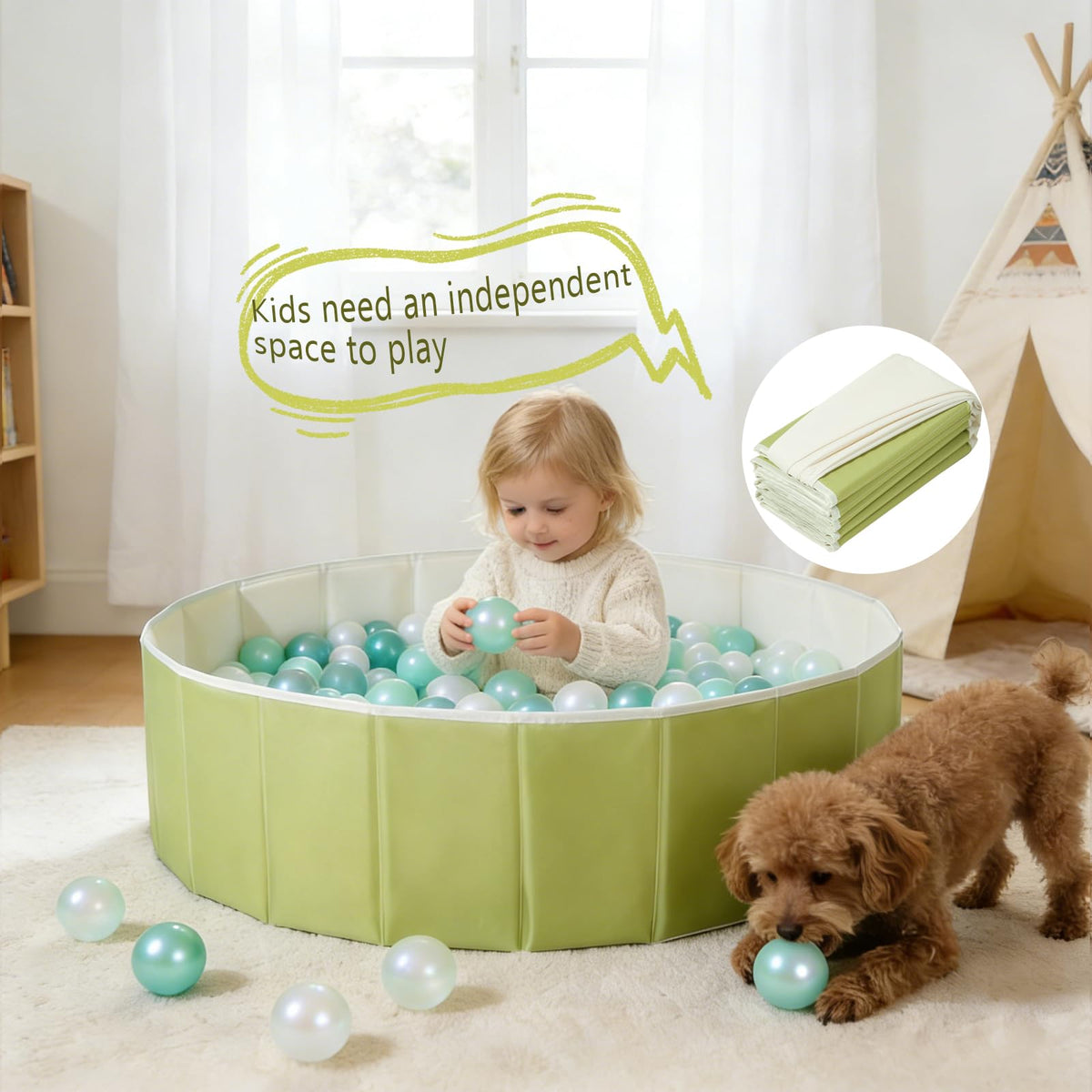 40 Inch Foldable Ball Pit with Storage Bag O801