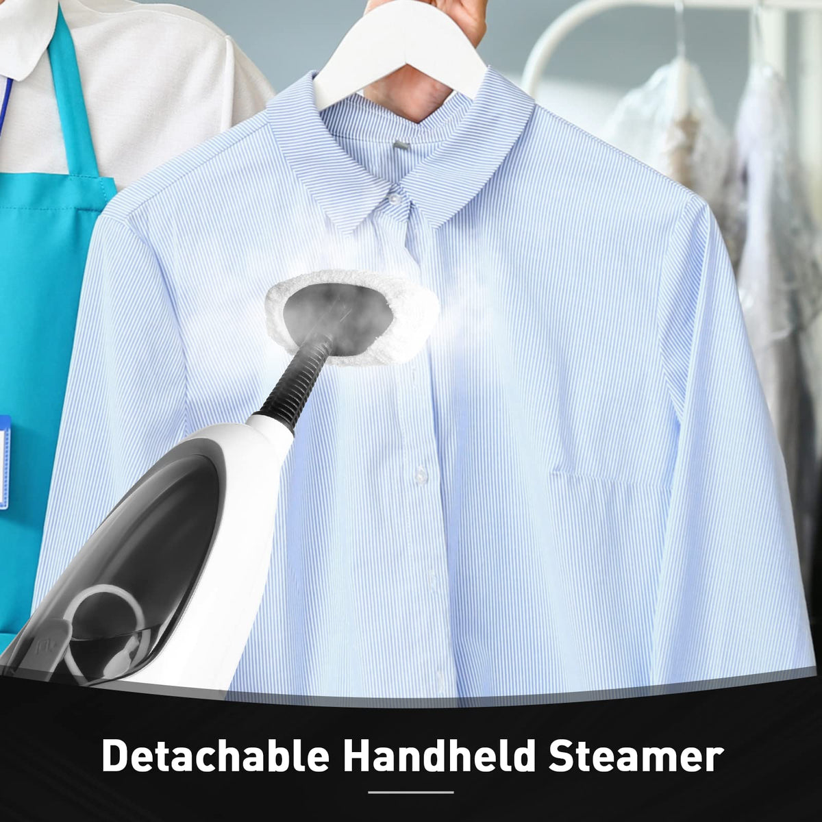 White 10-in-1 Detachable Steam Mop with 3 Microfiber Pads W59913