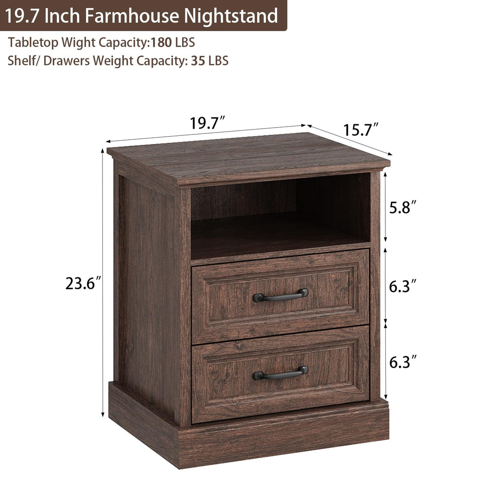 Brown 2 Drawer Nightstand Set of 2 W984